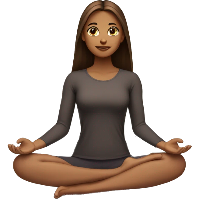 Girl with light brown skin and straight hair dark brown eyes sitting down yoga emoji emoji