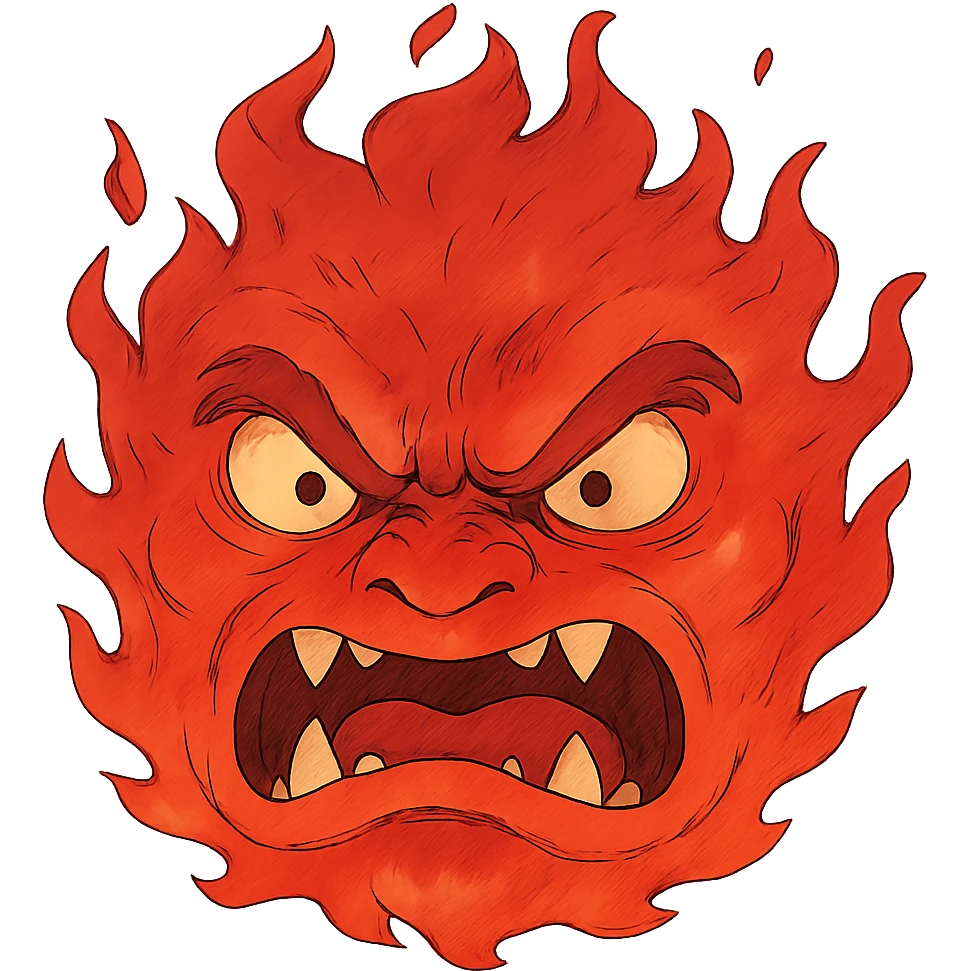 red-hot, angry, scary monster face emoji
