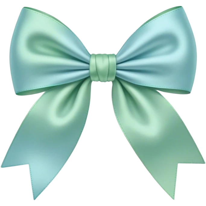 pastel blue and green silk bow emoji