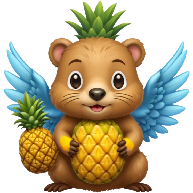 Castoro con le ali e con i capelli a forma di ananas  emoji