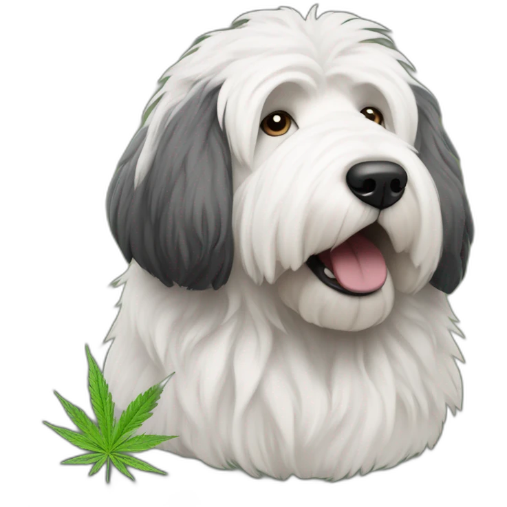 English sheepdog smoke cannabis realist emoji