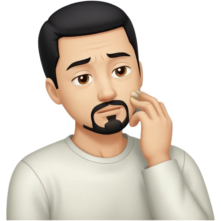 Man with black hair and goatee with neck bent over in pain emoji