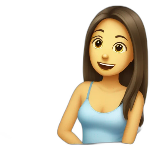 Fille tire la langue devant un miroir emoji