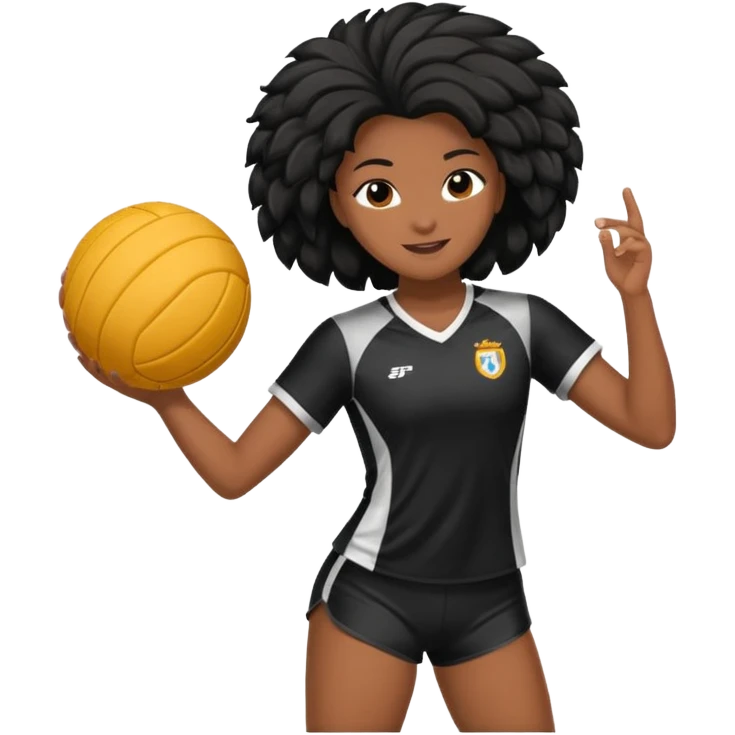 Uma atleta de voleibol de cabelo preto, esperando a bola na base emoji