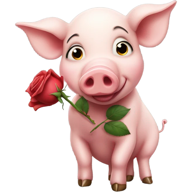 Pig holding a rose emoji