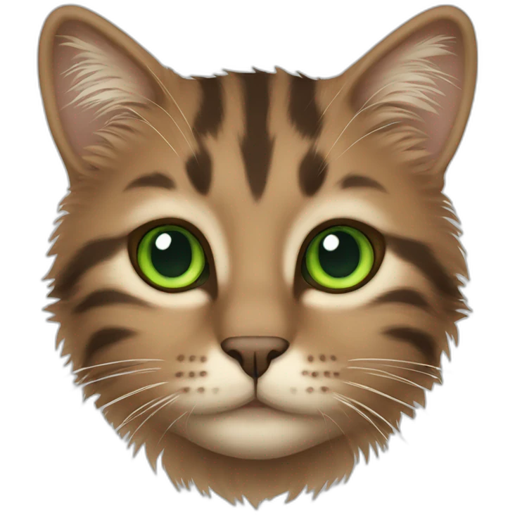 striped fluffy brown cat green eyes emoji