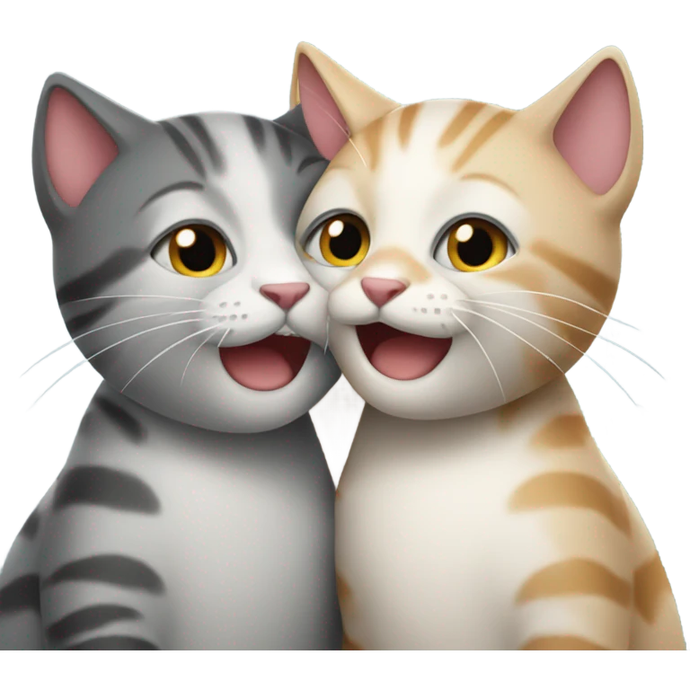 2 happy cats hugging emoji