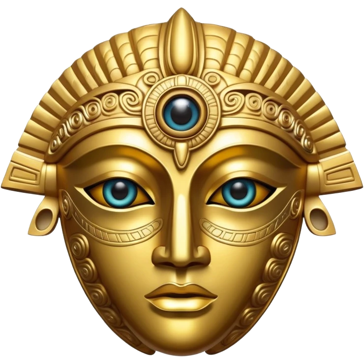ornate golden Anunnaki mask, empty shell with eye holes emoji