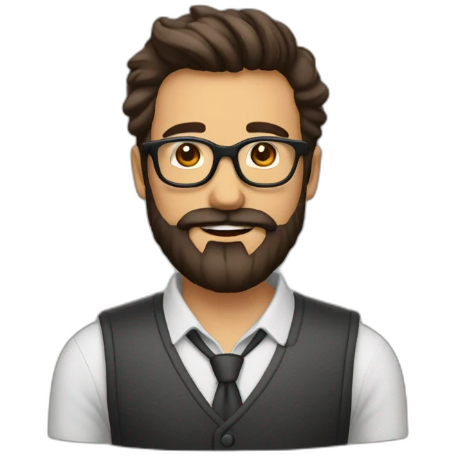 Homme brun barbe lunettes emoji