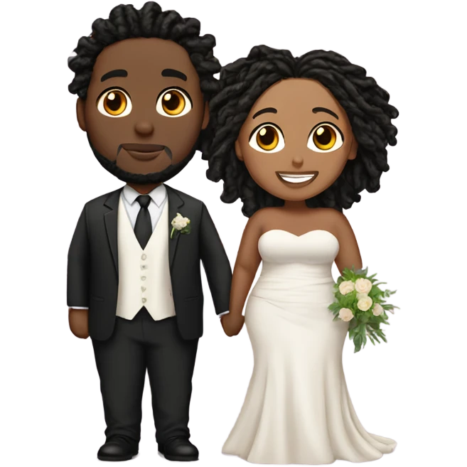 Plus size couple with locs wedding pale emoji