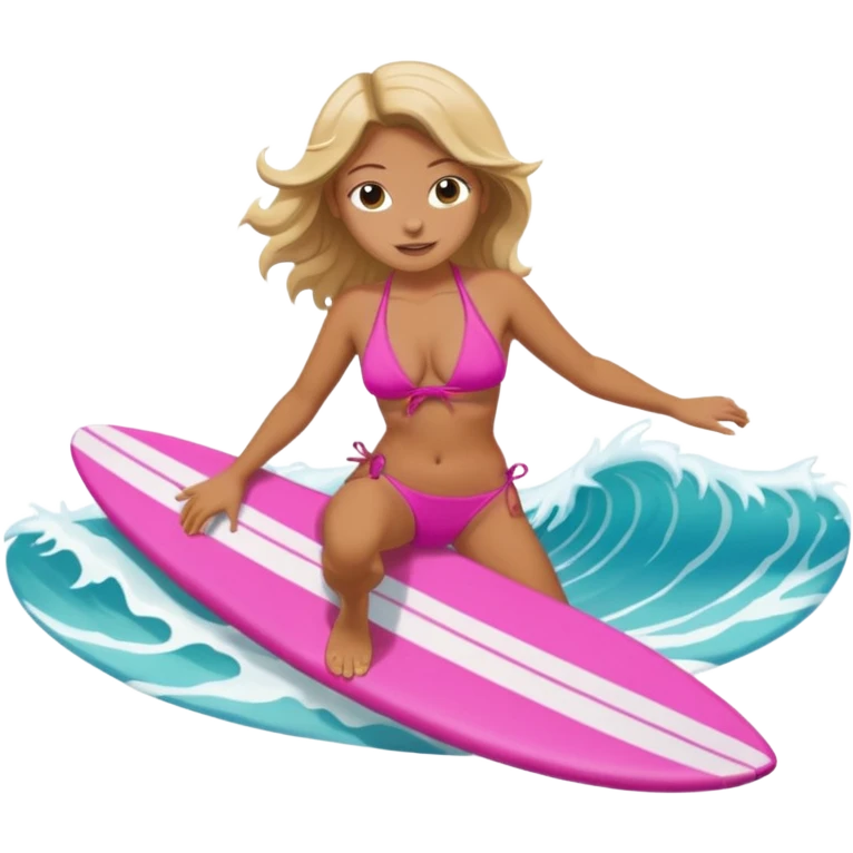 waves with tan female surfer inside on a pink bikini emoji