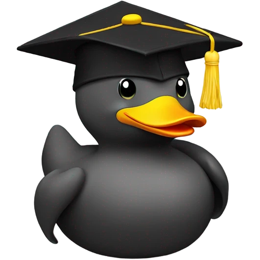 Yellow Rubber duck in a graduate hat emoji