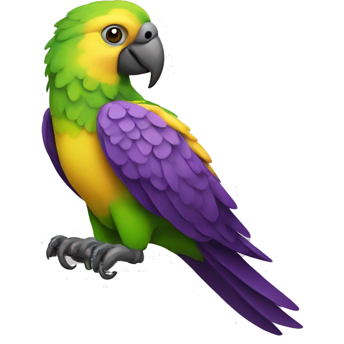Green, Yellow and Purple parrot with realistic and vibrant form. emoji
