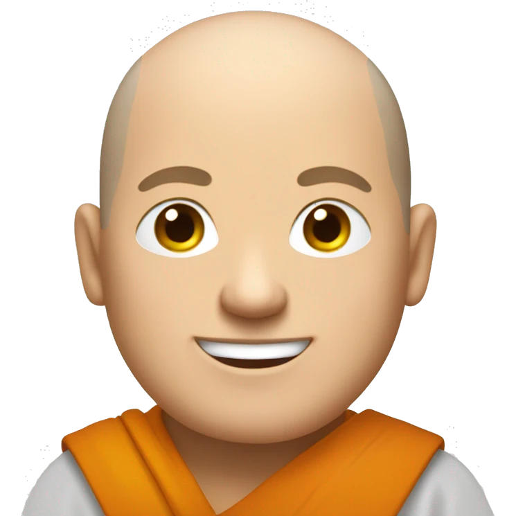 Happy white middle age male human monk with buzz cut  emoji