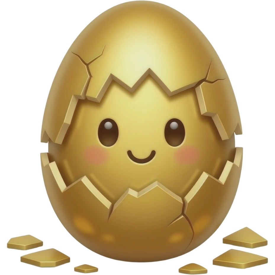egg golden easter face kawai broken style anime cartoon illustration emoji