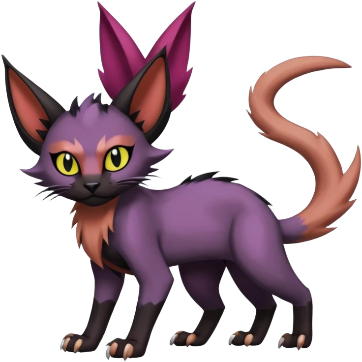 Black edgy Noivern-Noibat-Purloin-Torracat-Lykoi-Caracal-cat-Fakemon-fusion-hybrid-creature emoji