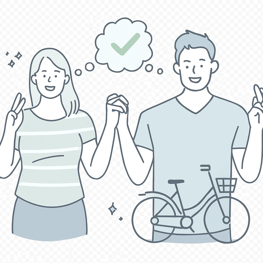 bicycle with a basket, minimalistic pastel illustration with clean lines, avoiding warm colors emoji