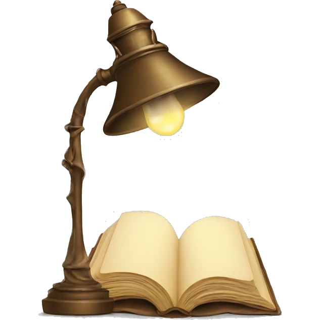 vintage lamp with open book emoji
