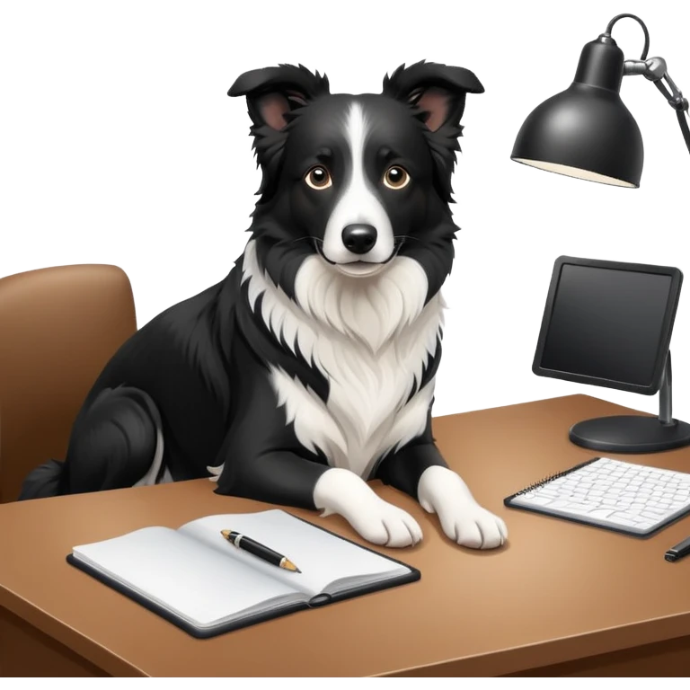 Dog border collie in Desk  emoji