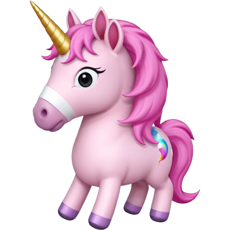 pink unicorn toy facing camera emoji