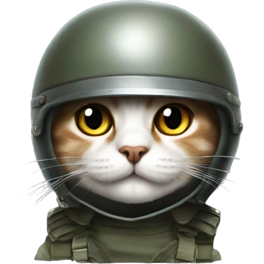 Cat with full metal jacket helmet emoji
