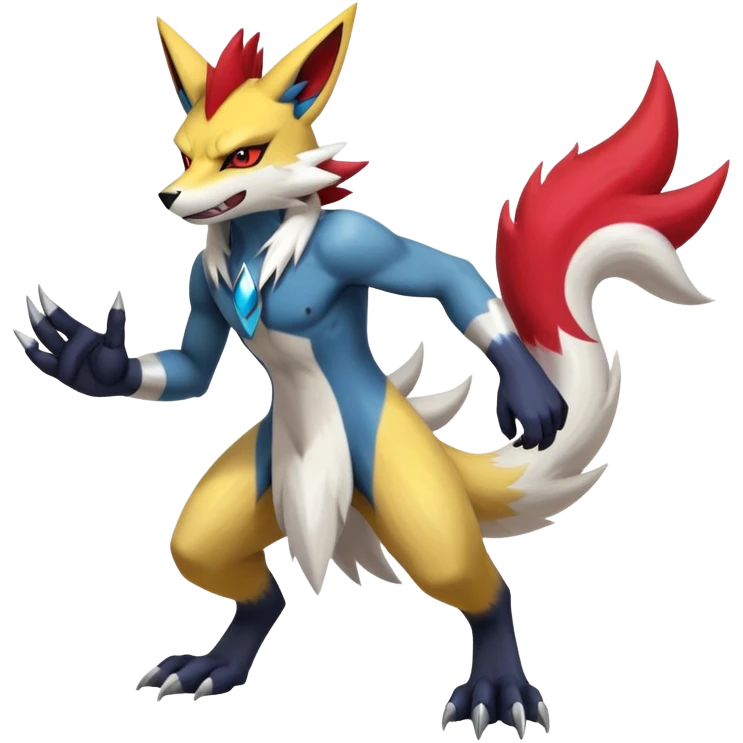 Shiny Epic Handsome Badass Zoroark-Zangoose-Lucario-Renamon-Zeraora-hybrid (Full body) emoji