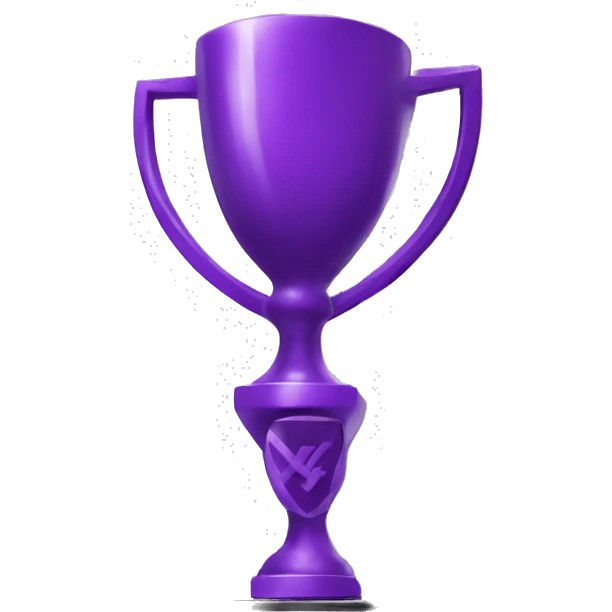 A purple trophy with a W on it emoji