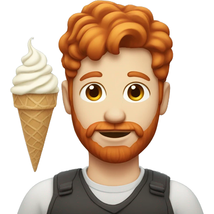 A red headed man with an ice cream  emoji