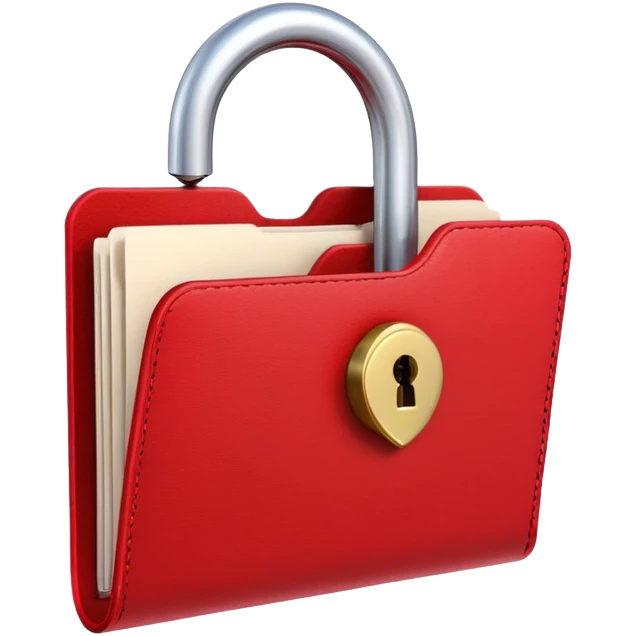 Red folder with cherry-shaped lock, secured red document with cherry padlock emoji