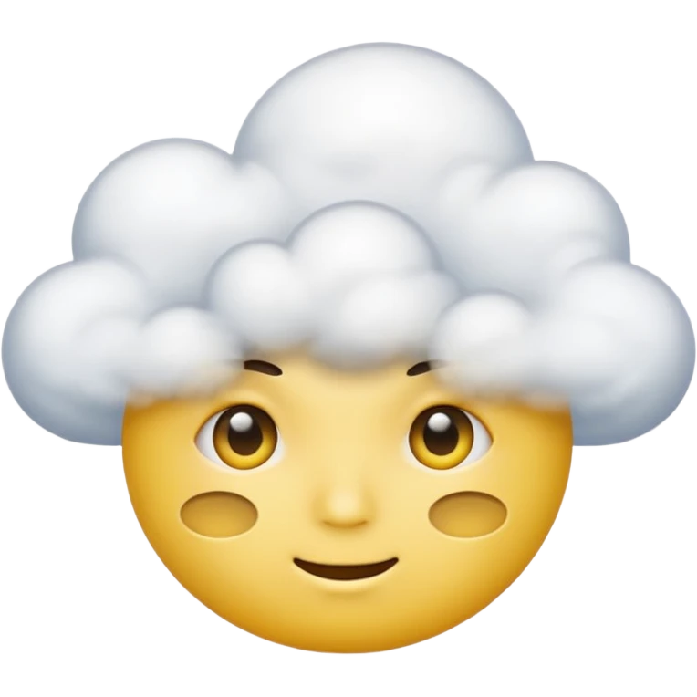 Face in clouds yellow circle and black eyes and remove a mouth and move in a cloud emoji