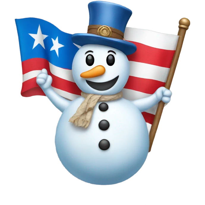 Frosty the Snowman holding the flag of Puerto Rico emoji