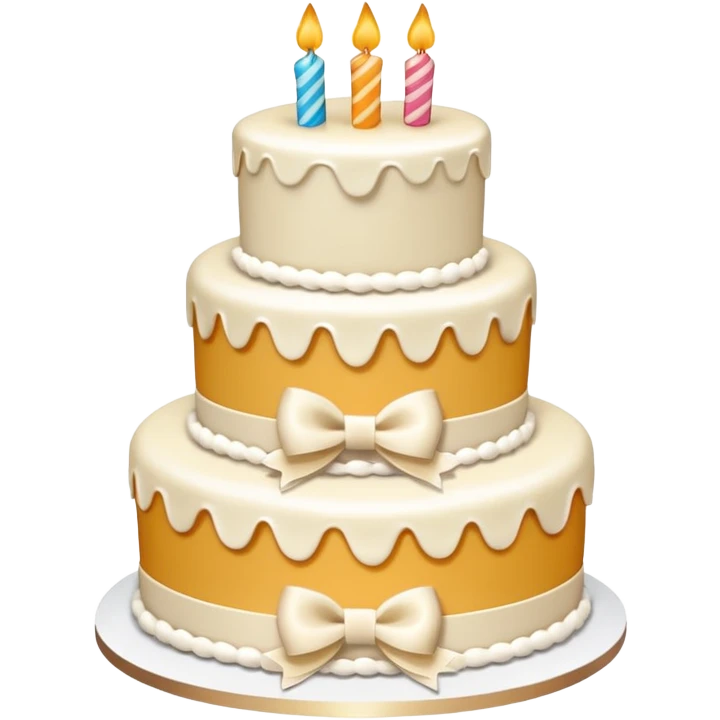 Birthday white bow cake  emoji