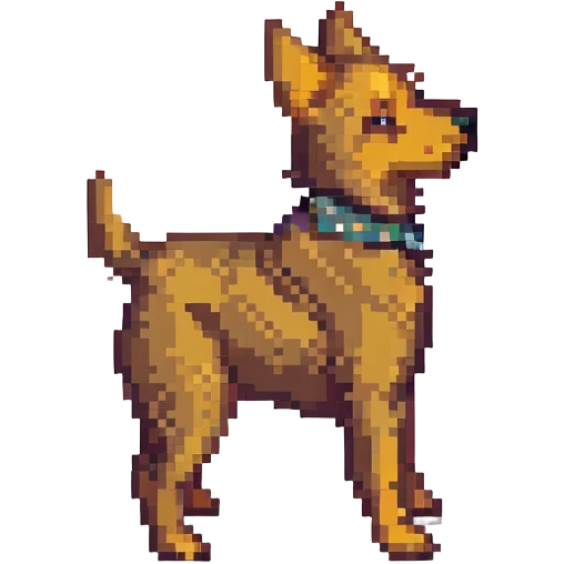 Toto the dog from Wizard of Oz, highly pixelated, standing sideways emoji