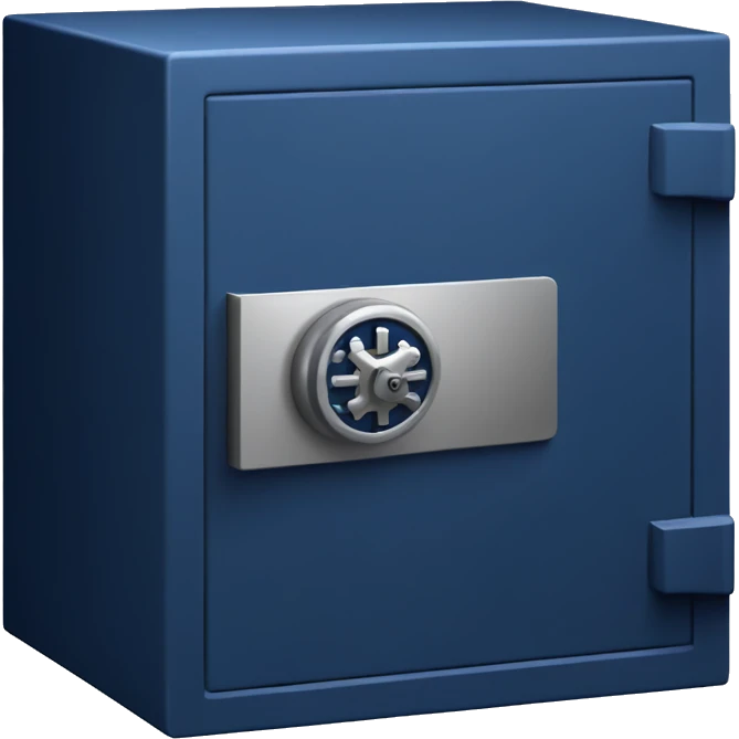 3d open isometric small safe in dark blue emoji