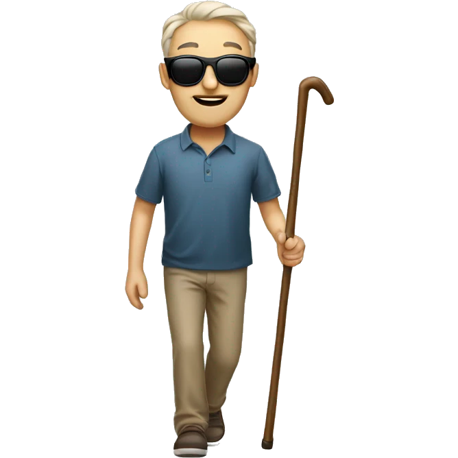 Blind man with sunglasses and walking stick emoji