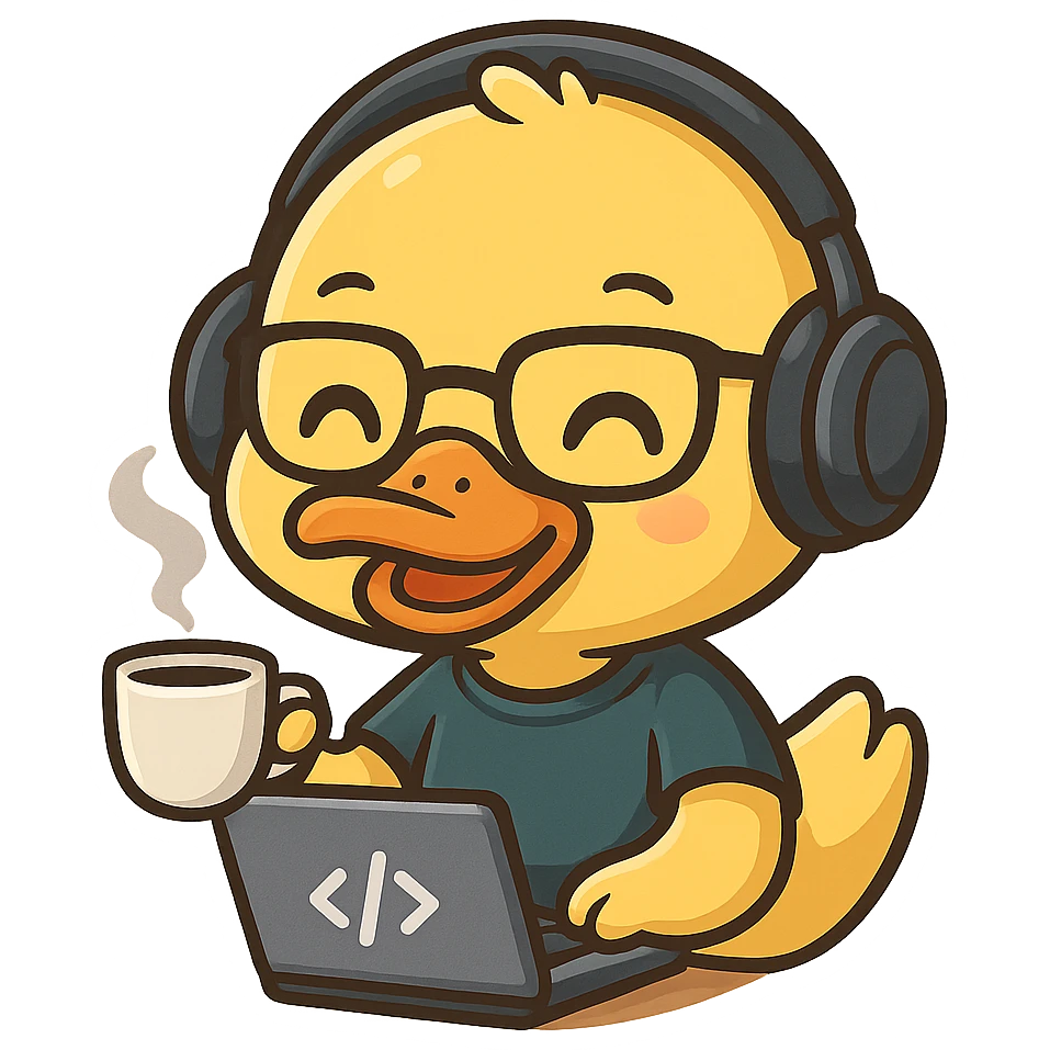 fun and expressive developer duck drinking coffee emoji