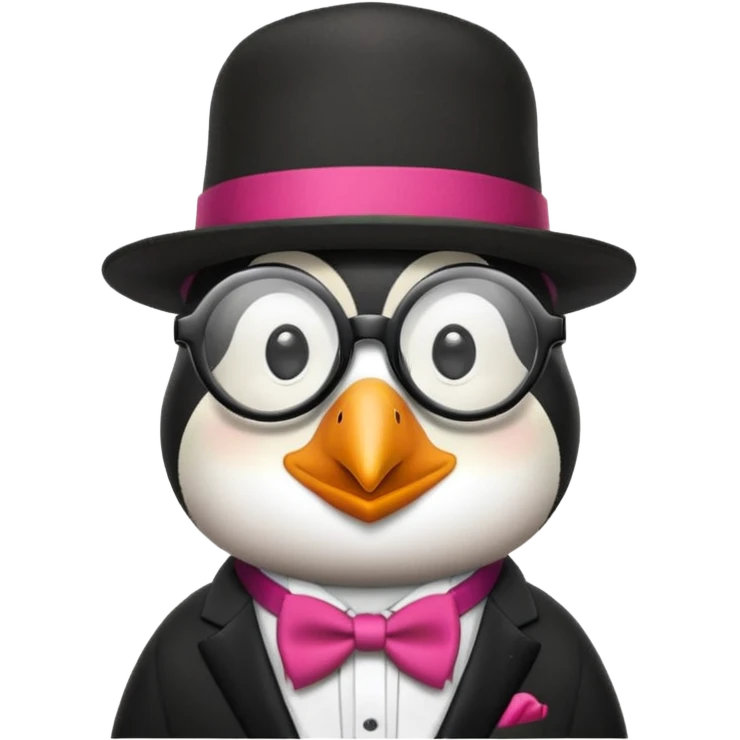 penguin wearing glasses and a hat emoji
