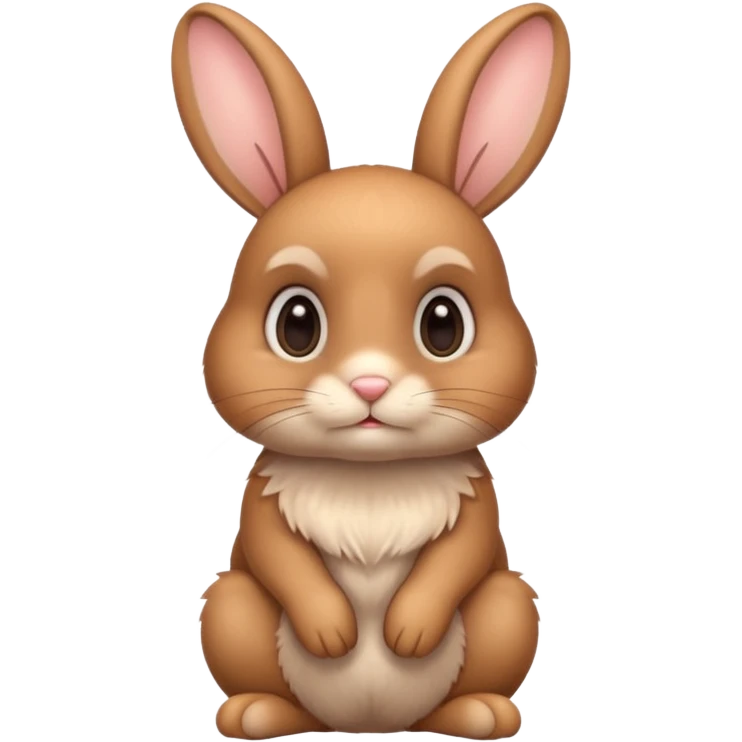 a sitting cute light brown bunny with big cute eyes  emoji