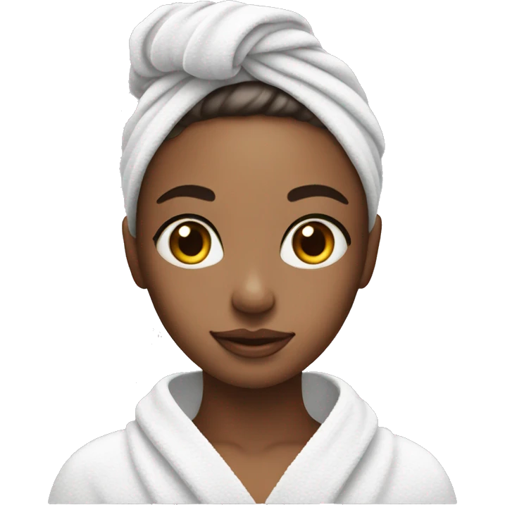 girl with skin skin care, and a towel in her hair emoji