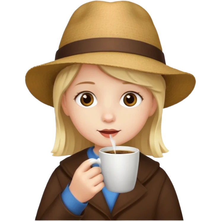 child drinking coffee with hat emoji