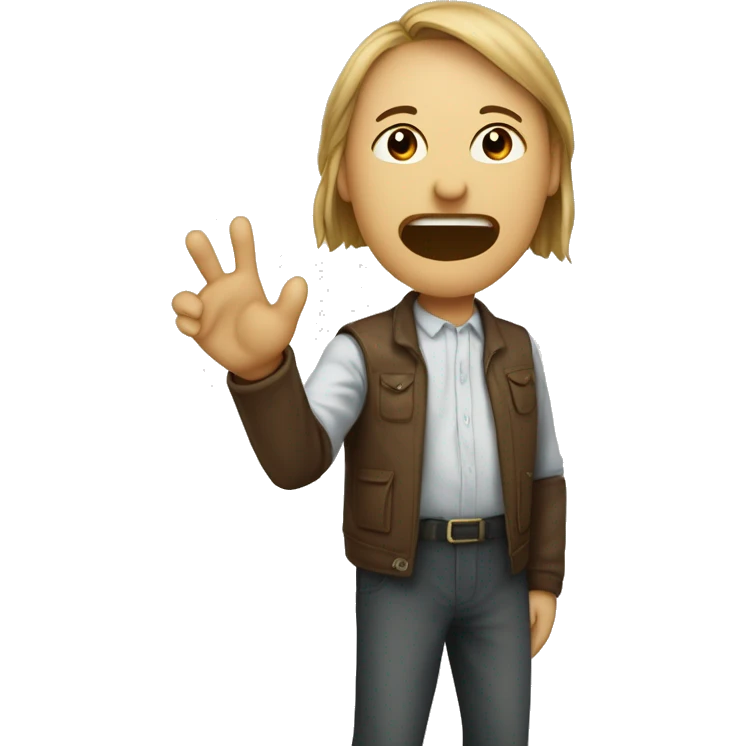 Humain se manquant de quelqu'un avec sa main en éventail devant son nez en tirant la langue emoji