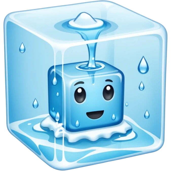 Quero que, com base nos emojis da apple, crie um emoji de um cubo de gelo derretendo emoji