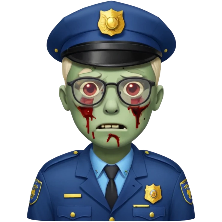 zombie police man with glasses emoji