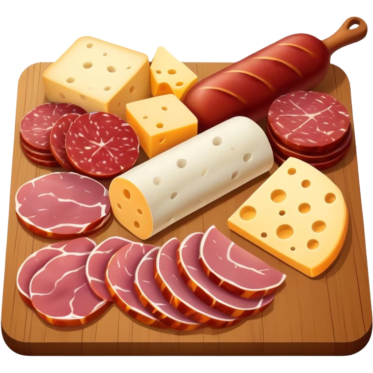 charcuterie board with salami ham and cheese emoji