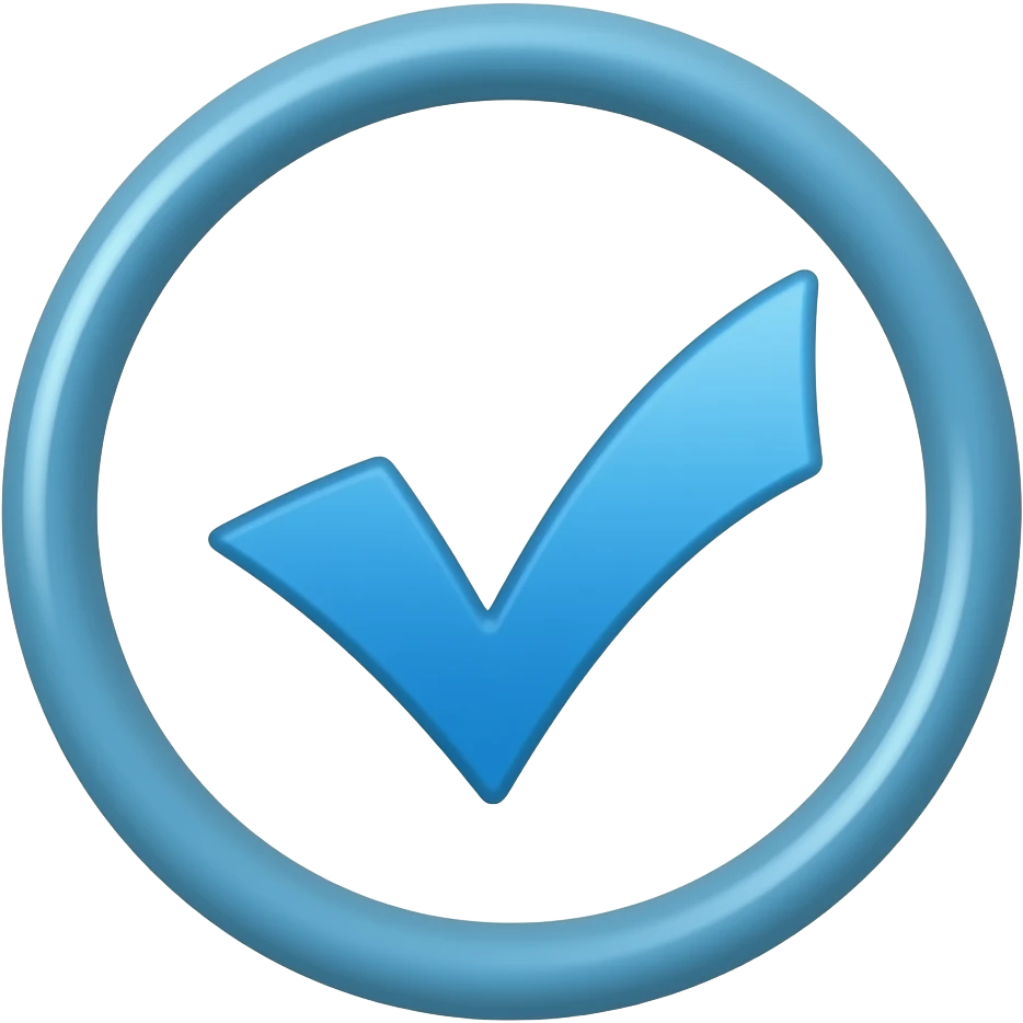 Mavi tik dışı yuvarlak emoji