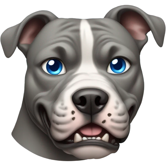 Angry Grey Pitbull with Blue Eyes emoji