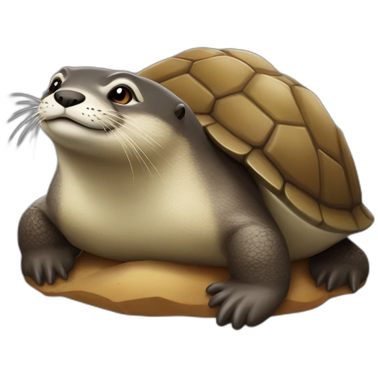 Une loutre sur une tortue. emoji