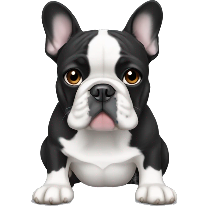 black and white english mixed french bulldog emoji