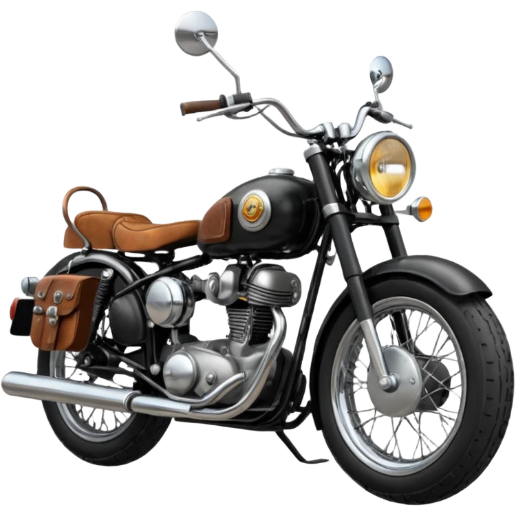 Illustrate a vintage motorcycle with round headlamp & rustic metal parts emoji