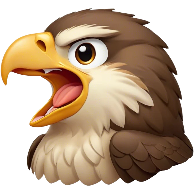 Cinematic Cute Yawning Hawk Portrait Emoji, Head tilted slightly with a dramatic, wide-open yawn, showcasing a robust, agile form with a softly drooping beak and sleepy, half-closed eyes, Simplified yet irresistibly adorable features, highly detailed, glowing with a soft, cozy glow, high shine, relaxed yet expressive, stylized with a dash of whimsical aerial charm, soft glowing outline, capturing the essence of a drowsy yet affectionate hawk that appears ready to stretch out for a nap! emoji